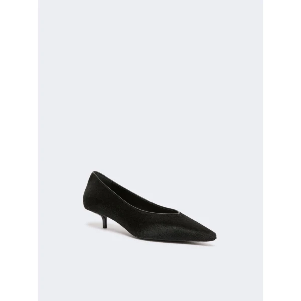 Max Mara Cono Haircalf Low Court Shoes in Black | Heels | Coveti