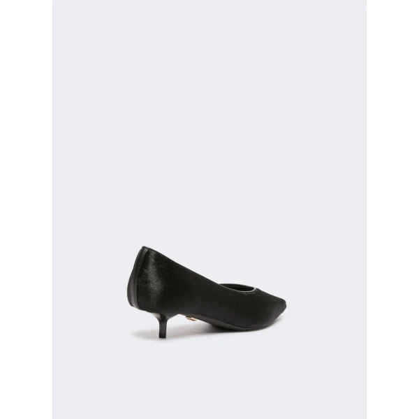 Max Mara Cono Haircalf Low Court Shoes in Black | Heels | Coveti