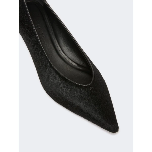 Max Mara Cono Haircalf Low Court Shoes in Black | Heels | Coveti
