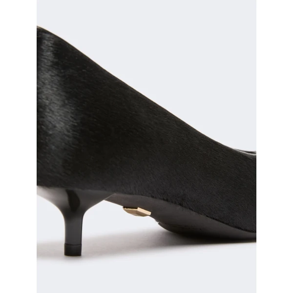 Max Mara Cono Haircalf Low Court Shoes in Black | Heels | Coveti