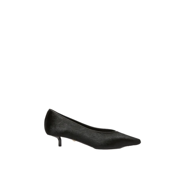 Max Mara Cono Haircalf Low Court Shoes in Black | Heels | Coveti