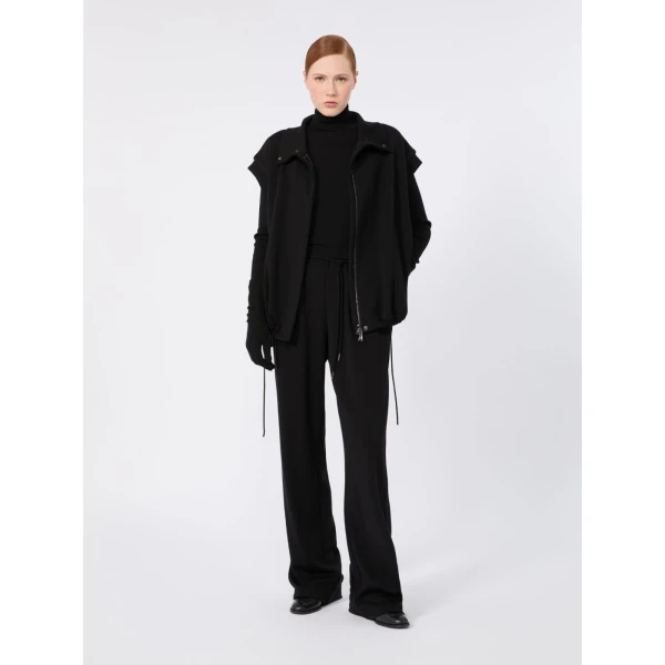 Max Mara Cono Wool Jersey Polo-Neck Sweater in Black | Turtlenecks | Coveti