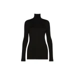 Max Mara Cono Wool Jersey Polo-Neck Sweater in Black | Turtlenecks | Coveti