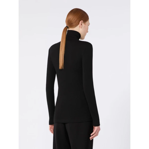Max Mara Cono Wool Jersey Polo-Neck Sweater in Black | Turtlenecks | Coveti