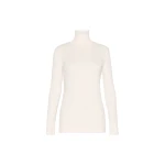 Max Mara Cono Wool Jersey Polo-Neck Sweater in White | Turtlenecks | Coveti