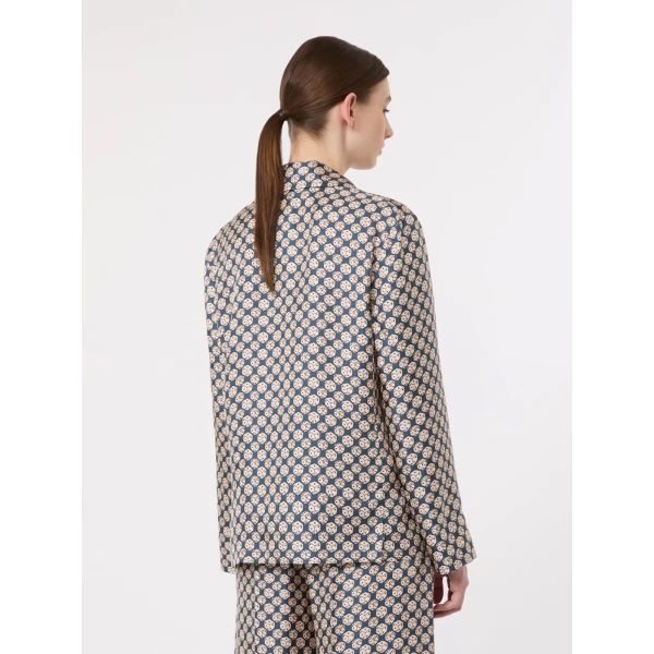 Max Mara Cora Printed Silk Pyjama Shirt in Navy | Shirts | Coveti