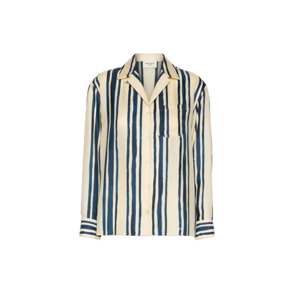 Max Mara Corona Printed Silk Twill Shirt in Navy | Shirts | Coveti