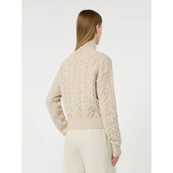 Max Mara Cosmo Wool and Cashmere Cable Sweater in Beige | Sweaters | Coveti