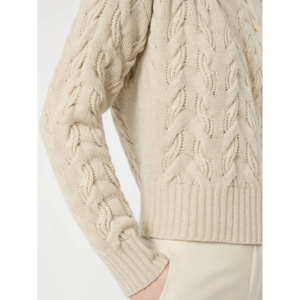 Max Mara Cosmo Wool and Cashmere Cable Sweater in Beige | Sweaters | Coveti