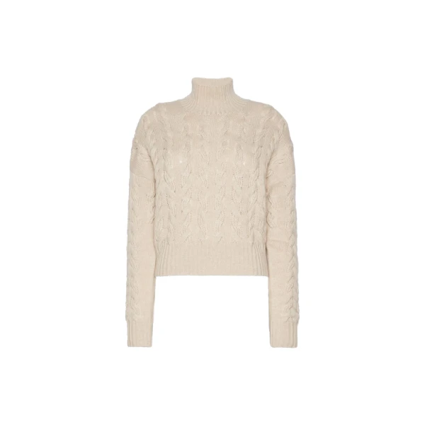 Max Mara Cosmo Wool and Cashmere Cable Sweater in Beige | Sweaters | Coveti