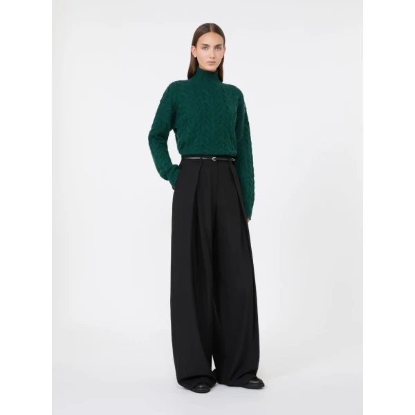 Max Mara Cosmo Wool and Cashmere Cable Sweater in Green | Sweaters | Coveti