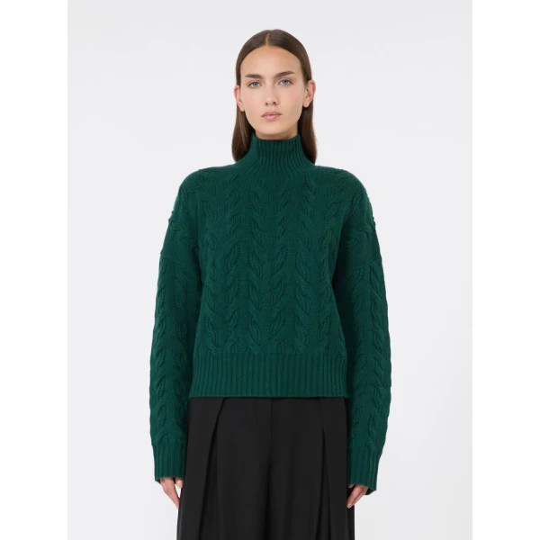 Max Mara Cosmo Wool and Cashmere Cable Sweater in Green | Sweaters | Coveti