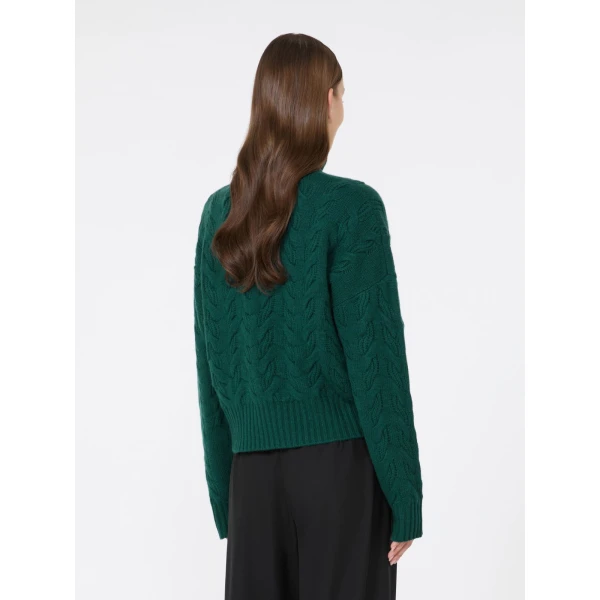 Max Mara Cosmo Wool and Cashmere Cable Sweater in Green | Sweaters | Coveti
