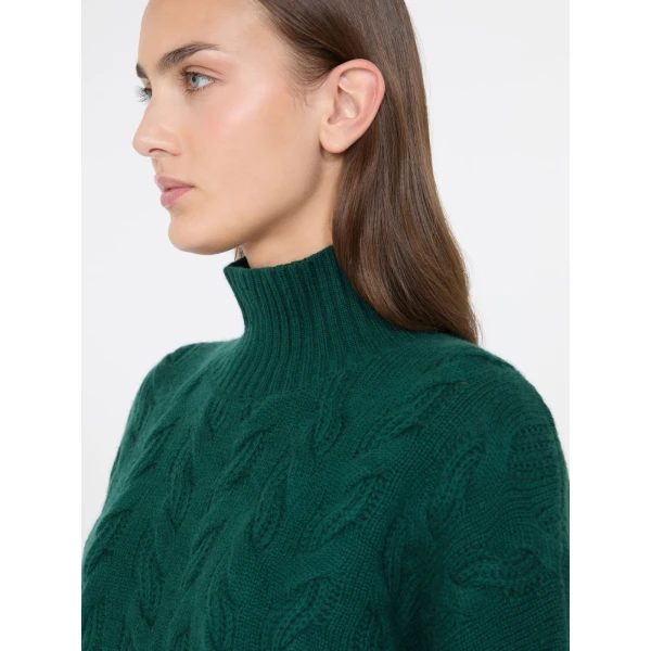 Max Mara Cosmo Wool and Cashmere Cable Sweater in Green | Sweaters | Coveti