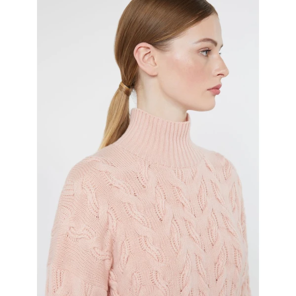 Max Mara Cosmo Wool and Cashmere Cable Sweater in Pink | Sweaters | Coveti