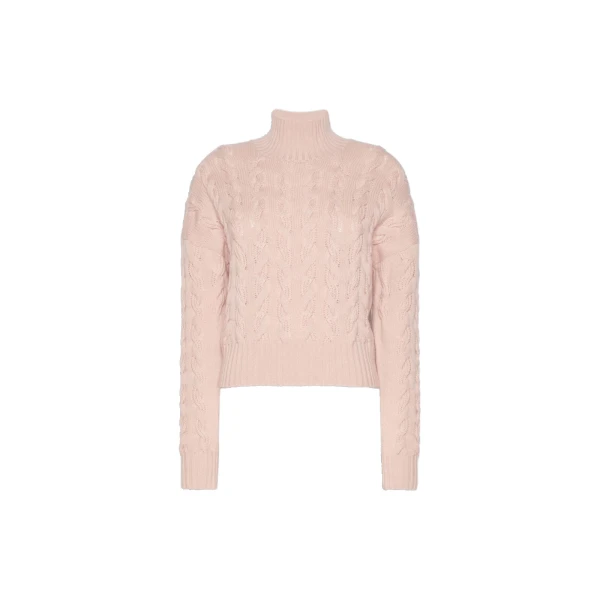 Max Mara Cosmo Wool and Cashmere Cable Sweater in Pink | Sweaters | Coveti