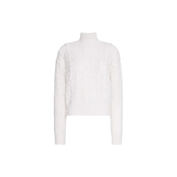 Max Mara Cosmo Wool and Cashmere Cable Sweater in White | Sweaters | Coveti