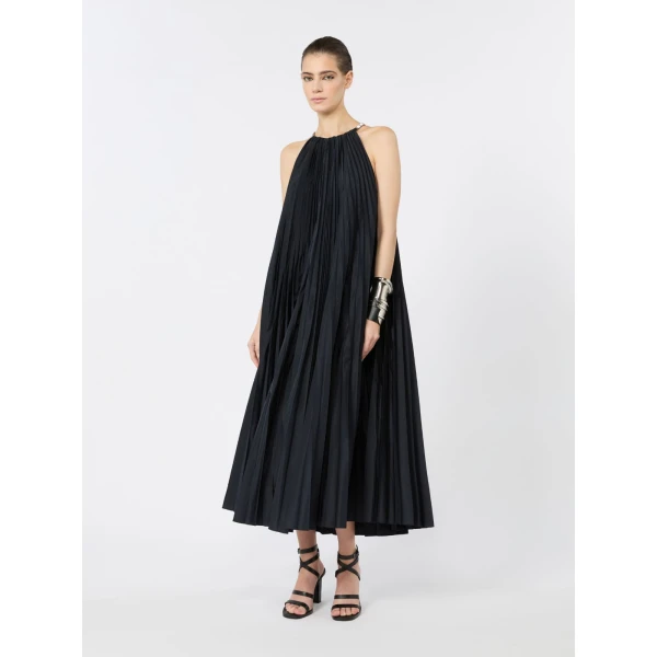Max Mara Costone Sleeveless Plisse Taffeta Dress in Ultramarine | Maxi Dresses | Coveti