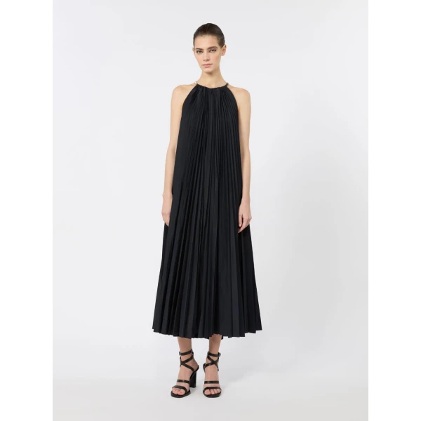 Max Mara Costone Sleeveless Plisse Taffeta Dress in Ultramarine | Maxi Dresses | Coveti