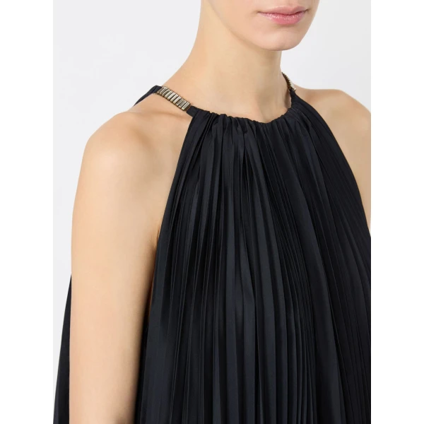 Max Mara Costone Sleeveless Plisse Taffeta Dress in Ultramarine | Maxi Dresses | Coveti