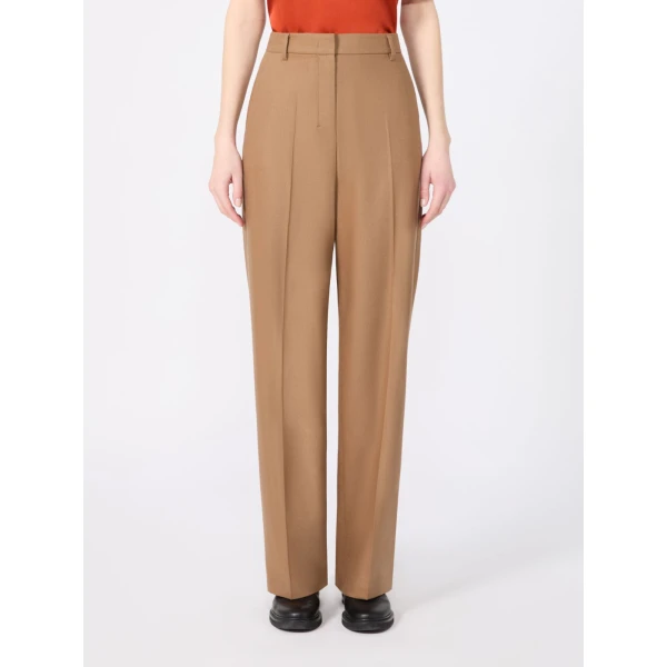 Max Mara Cottage Wool Flannel Trousers in Camel | Tailored pants | Coveti