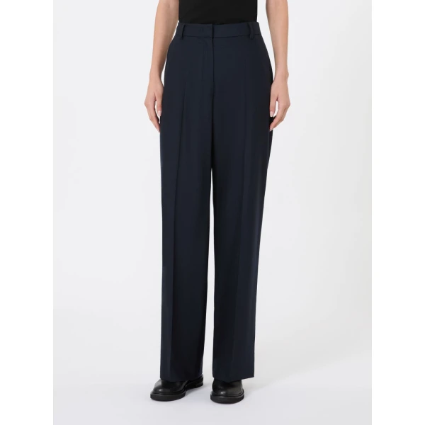 Max Mara Cottage Wool Flannel Trousers in Midnight Blue | Tailored pants | Coveti