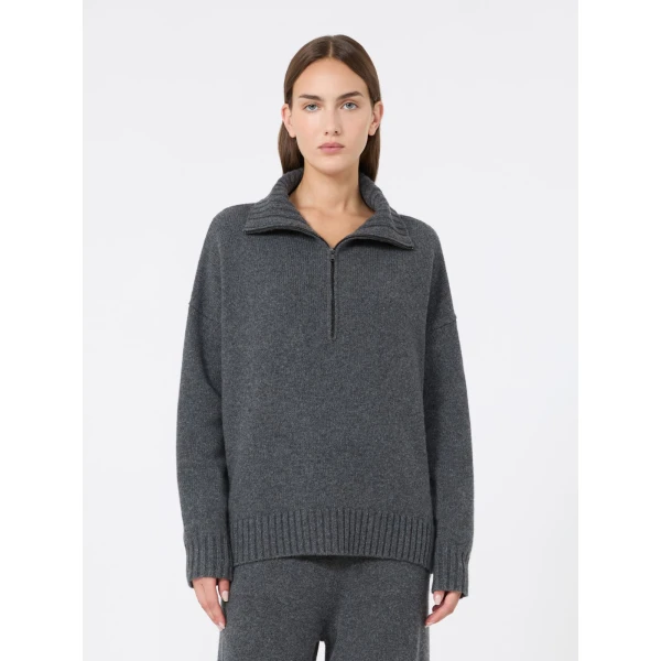 Max Mara Crasso Cashmere High-Neck Sweater in Dark Grey | Turtlenecks | Coveti