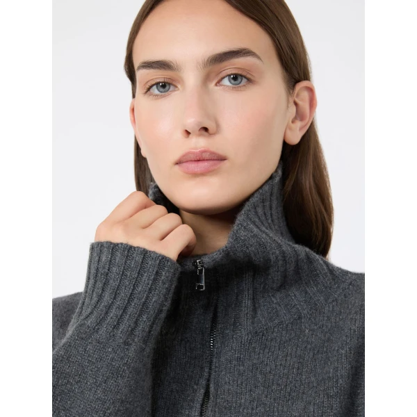 Max Mara Crasso Cashmere High-Neck Sweater in Dark Grey | Turtlenecks | Coveti