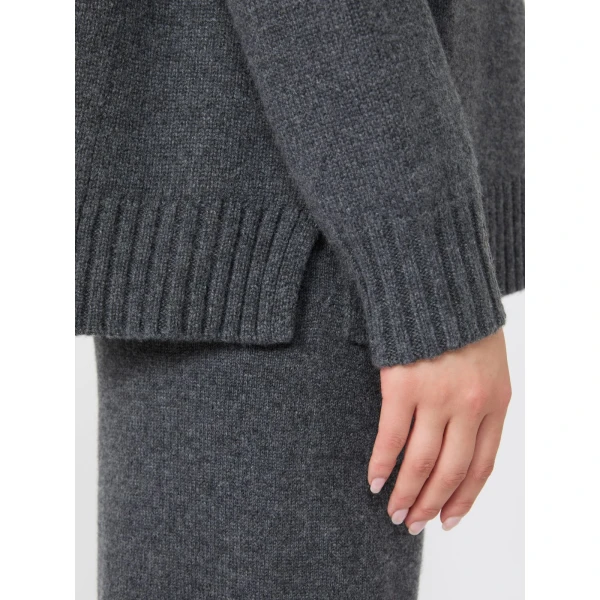 Max Mara Crasso Cashmere High-Neck Sweater in Dark Grey | Turtlenecks | Coveti