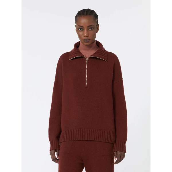 Max Mara Crasso Cashmere High-Neck Sweater in Rust | Turtlenecks | Coveti