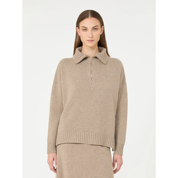 Max Mara Crasso Cashmere High-Neck Sweater in Sand | Turtlenecks | Coveti