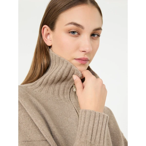 Max Mara Crasso Cashmere High-Neck Sweater in Sand | Turtlenecks | Coveti