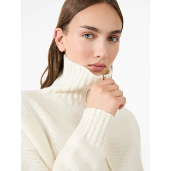 Max Mara Crasso Cashmere High-Neck Sweater in White | Turtlenecks | Coveti