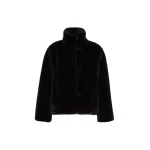 Max Mara Crea Fluffy-Textured Cropped Coat in Dark Brown | Coats | Coveti