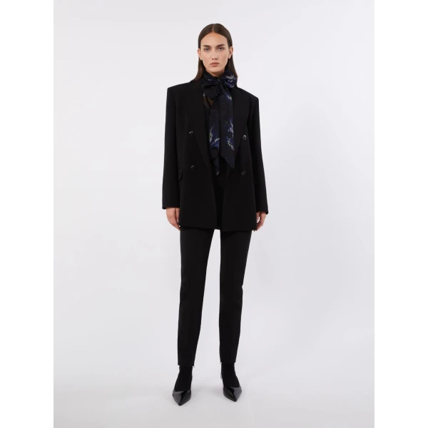 Max Mara Crespo Slim Stretch Cady Trousers in Black | Tailored pants | Coveti