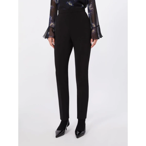 Max Mara Crespo Slim Stretch Cady Trousers in Black | Tailored pants | Coveti