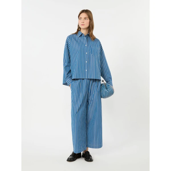 Max Mara Cresta Cotton Poplin Trousers in Cornflower Blue | Tailored pants | Coveti