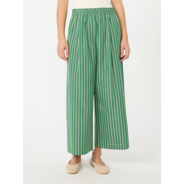 Max Mara Cresta Cotton Poplin Trousers in Green | Tailored pants | Coveti