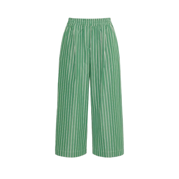 Max Mara Cresta Cotton Poplin Trousers in Green | Tailored pants | Coveti