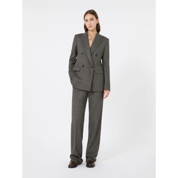 Max Mara Cresta Double-Breasted Jacquard Jersey Blazer in Camel | Blazers | Coveti