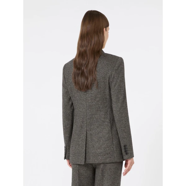 Max Mara Cresta Double-Breasted Jacquard Jersey Blazer in Camel | Blazers | Coveti