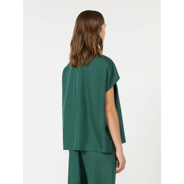 Max Mara Crine Sleeveless Habotai Silk Shirt in Dark Green | Shirts | Coveti