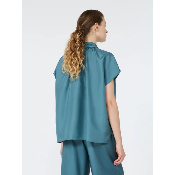 Max Mara Crine Sleeveless Habotai Silk Shirt in Light Blue | Shirts | Coveti
