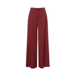Max Mara Crisma Woollen Cloth Drawstring Trousers in Ruby | Wide leg pants | Coveti