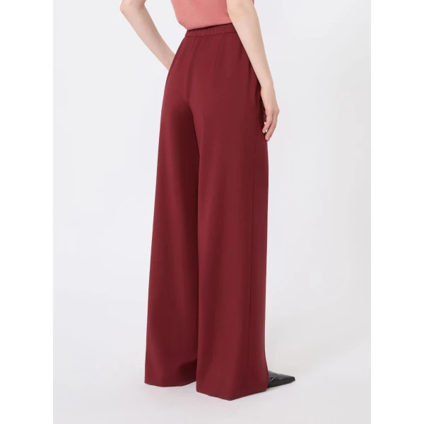 Max Mara Crisma Woollen Cloth Drawstring Trousers in Ruby | Wide leg pants | Coveti