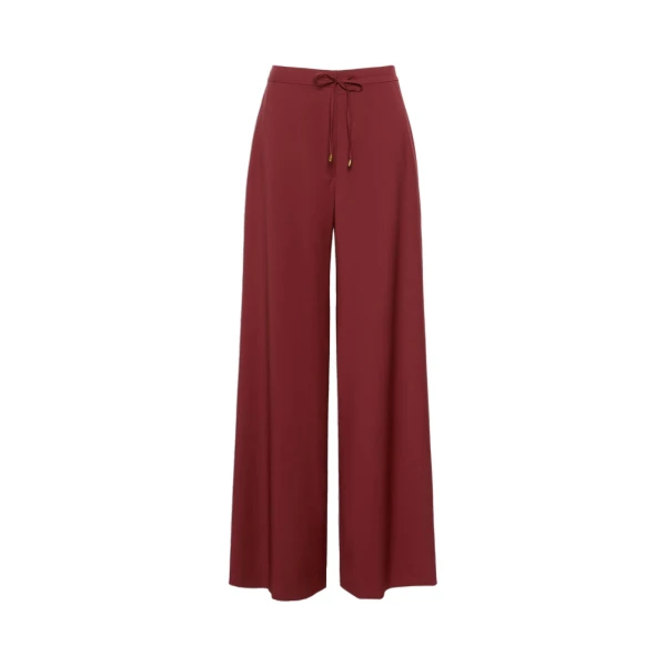 Max Mara Crisma Woollen Cloth Drawstring Trousers in Ruby | Wide leg pants | Coveti
