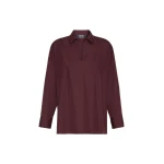Max Mara Cristel Cotton Poplin Polo Blouse in Dark Red | Blouse | Coveti