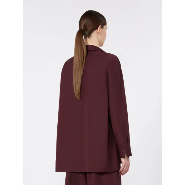 Max Mara Cristel Cotton Poplin Polo Blouse in Dark Red | Blouse | Coveti