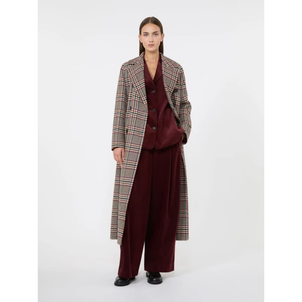Max Mara Cristina Chequered Double Wool Coat in Ultramarine | Wool Coat | Coveti