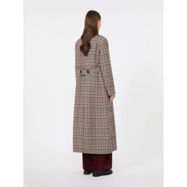 Max Mara Cristina Chequered Double Wool Coat in Ultramarine | Wool Coat | Coveti